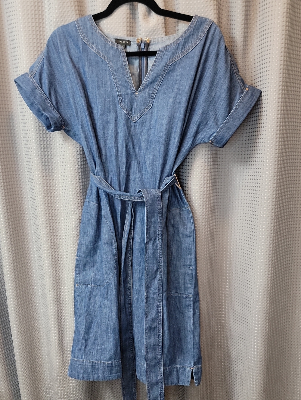 Talbots Denim Tie Waist Shift Dress Size S